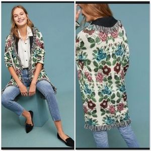 Heavy Anthropologie Floral Intarsia Cardigan NWT